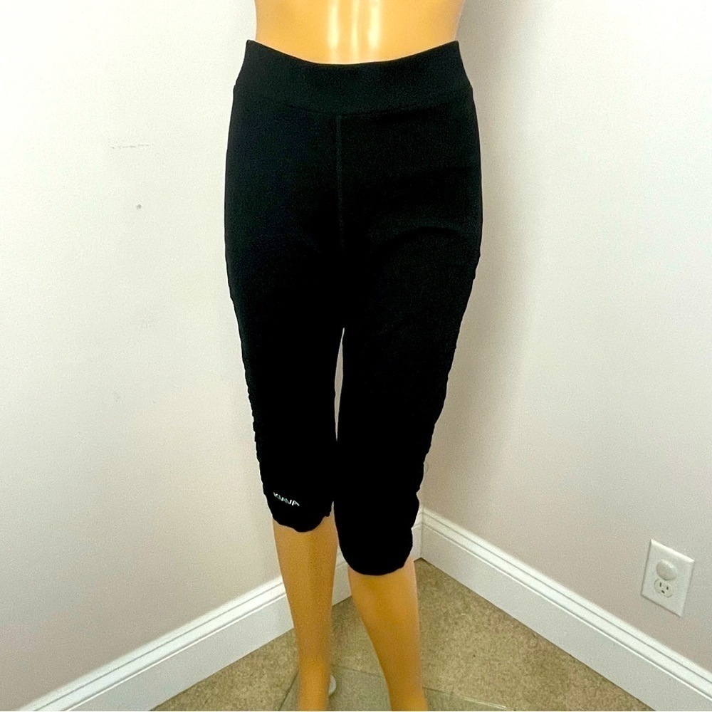 Kiava Capri Leggings – Ribbed Side Stripe – Black – Size XL
